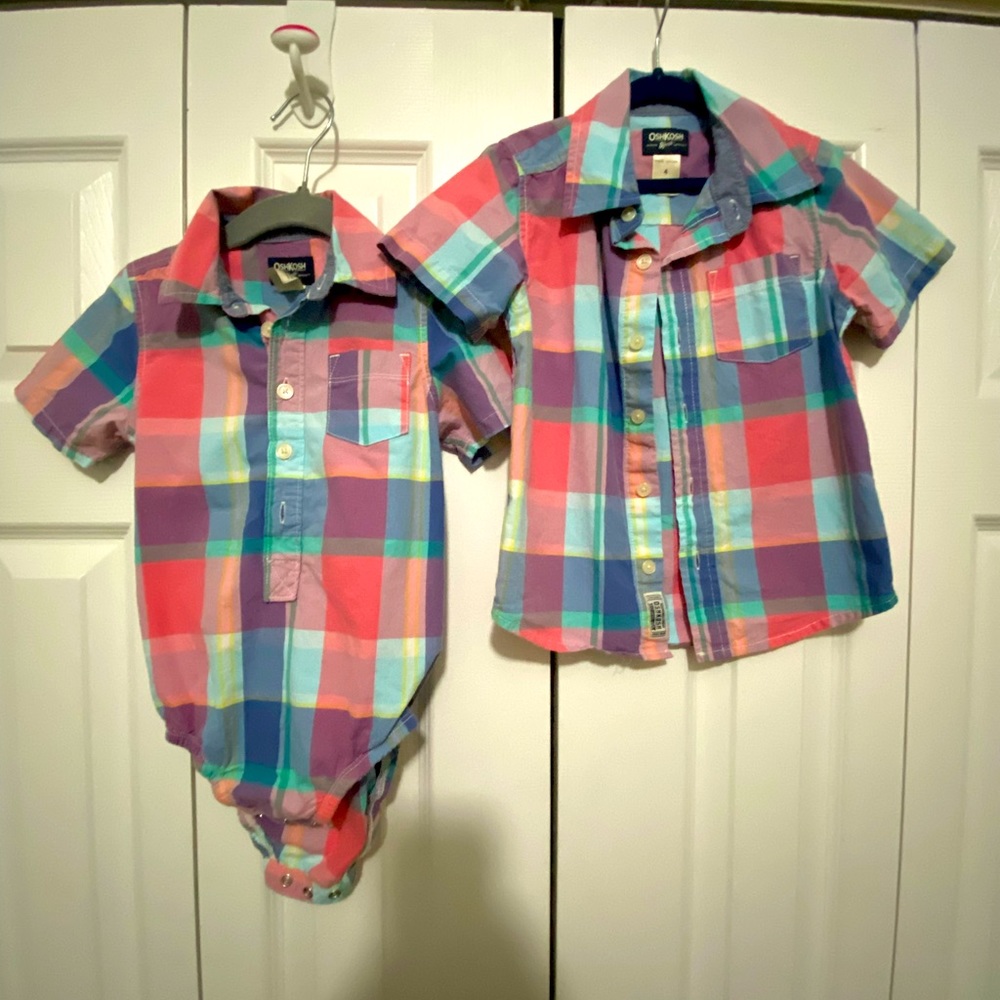 Oshkosh matching shirts- 4T and 24 Months